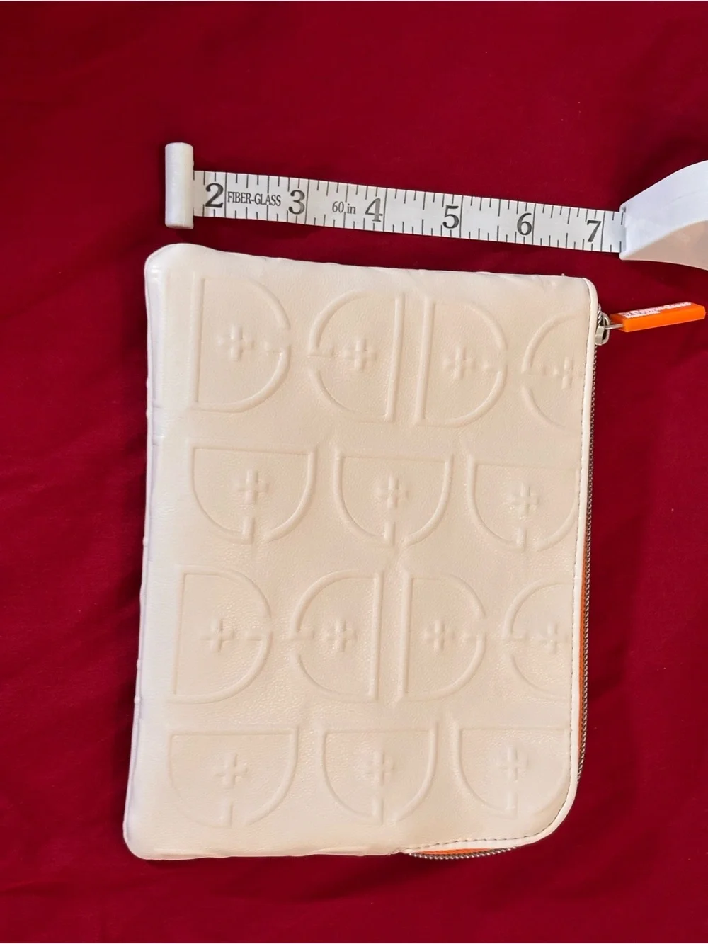 Dr Dennis Gross Skincare Bag WhiteOrange Zip Pouch. Brand New.